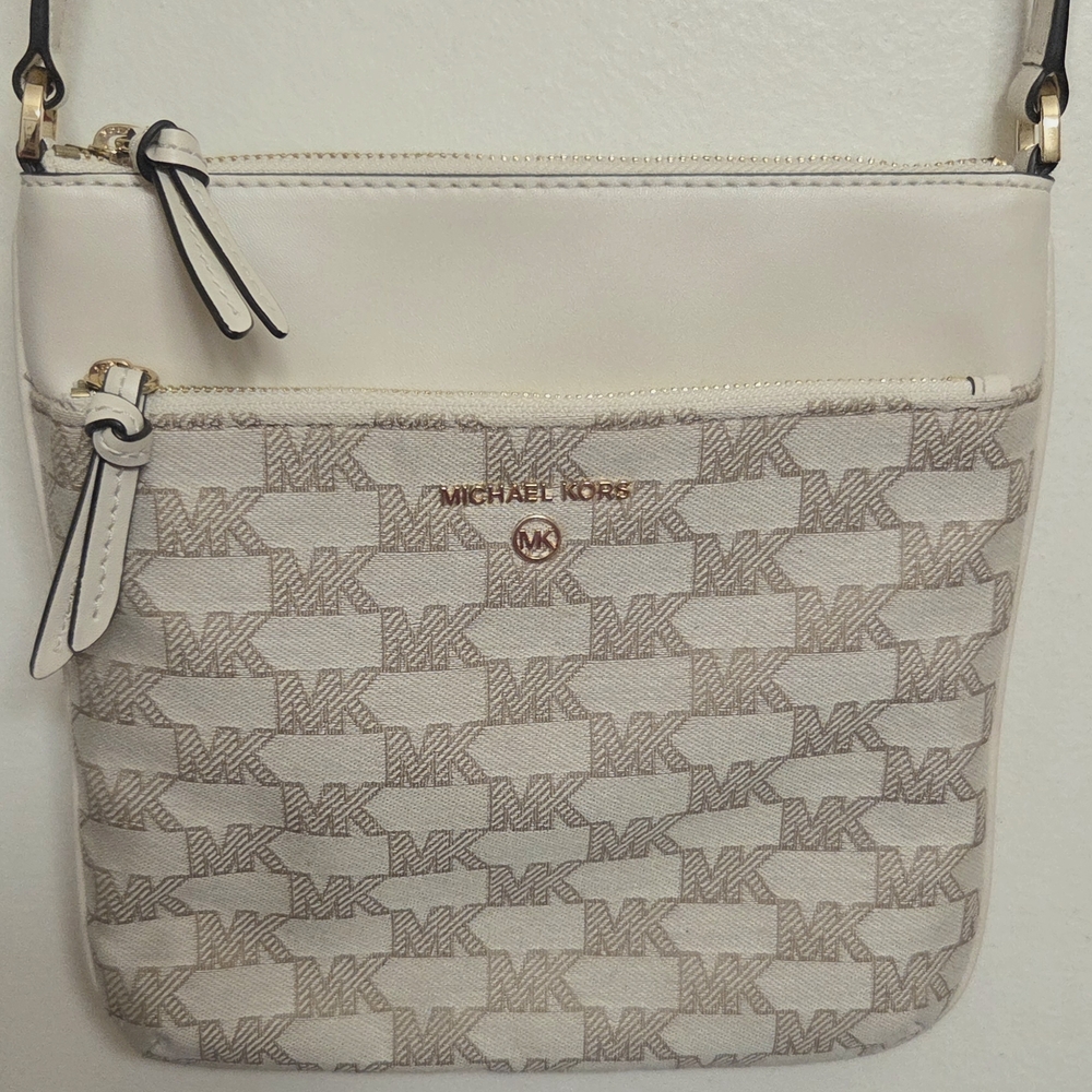 Michael Kors Cream and Brown Crossbody Bag